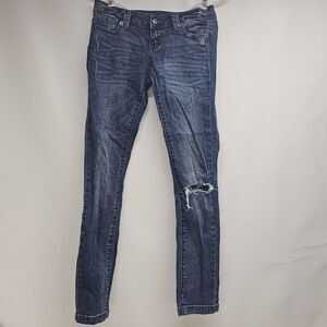 blue asphalt jeans womens size 1 regular skinny stretch distressed low rise blue